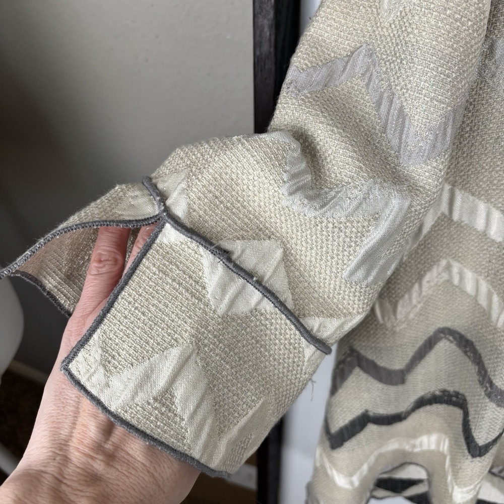 IC By Connie K Jacket‎ XL Cream Silver Chevron Oversized Blazer Jacket Artsy - Picture 4 of 7